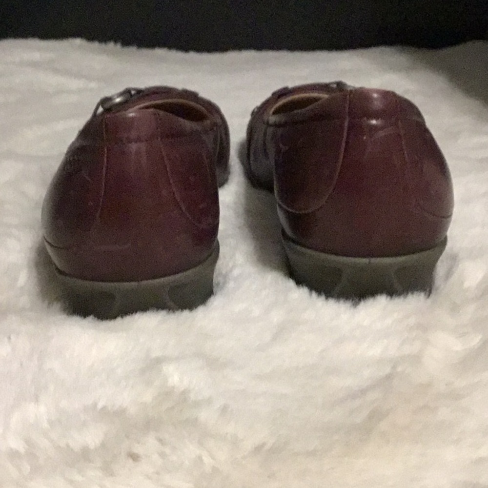 ECCO Burgundy Leather Buckle Flats Comfort Work Shoes 37 - Picture 7 of 16